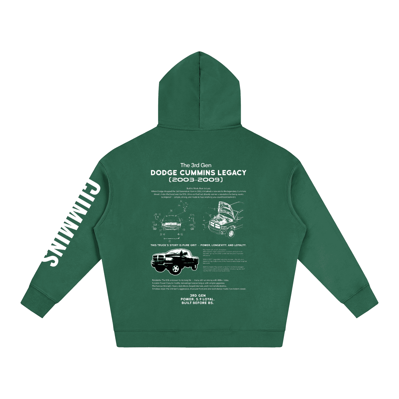 3rd Gen Dodge Cummins Classic Series Hoodie — 5.9L — image 8