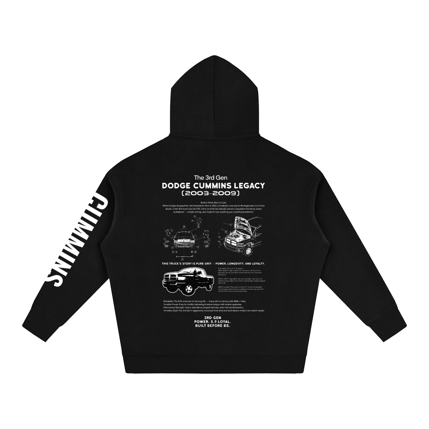 3rd Gen Dodge Cummins Classic Series Hoodie — 5.9L — image 10